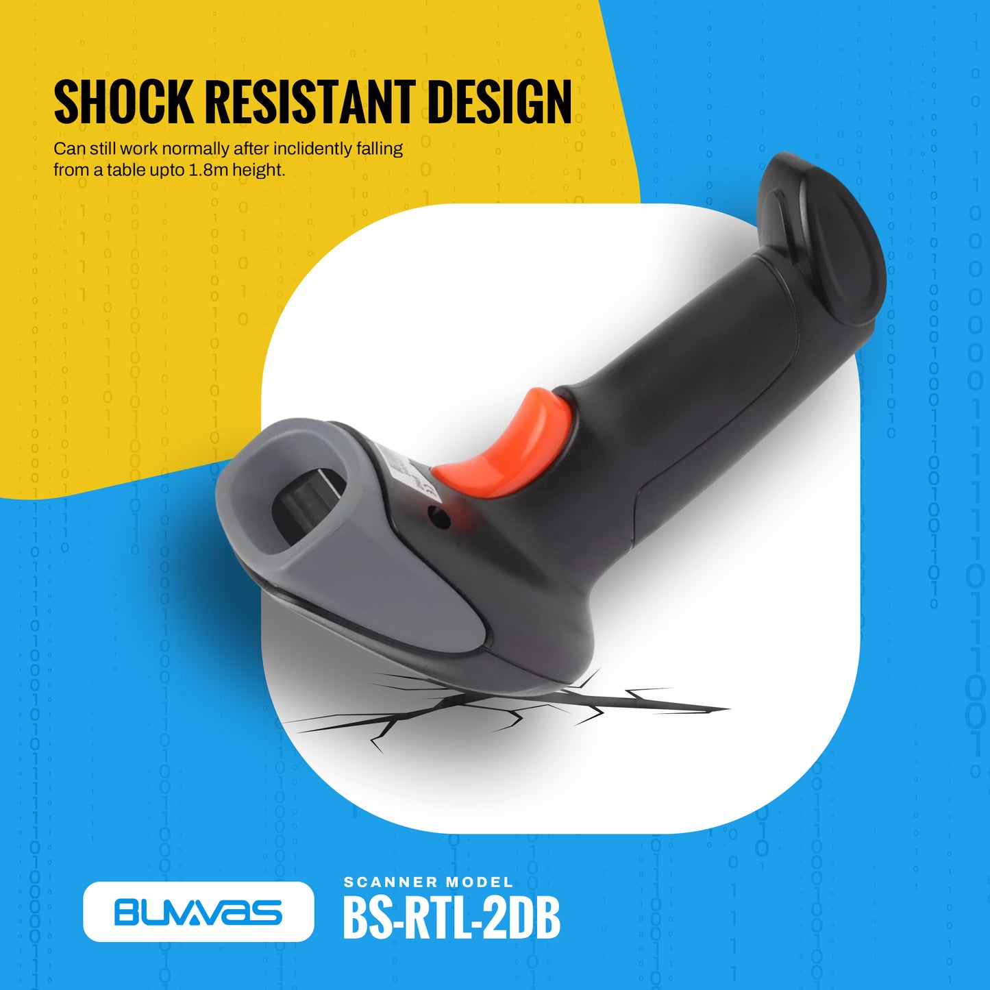 Buvvas RTL 2D/1D Wireless Barcode QR Scanner | Bluetooth | 2.4GHz Wireless | USB Connectivity