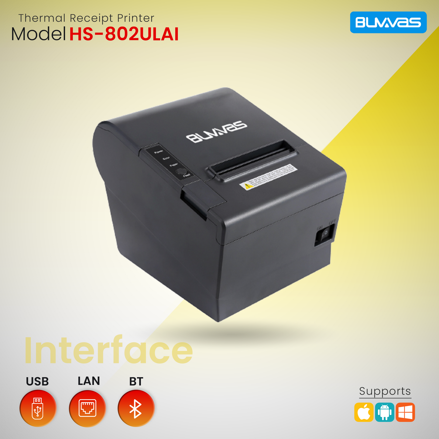 Buvvas HS-802ULAI வெப்ப ரசீது பிரிண்டர்(USB, LAN, Bluetooth)