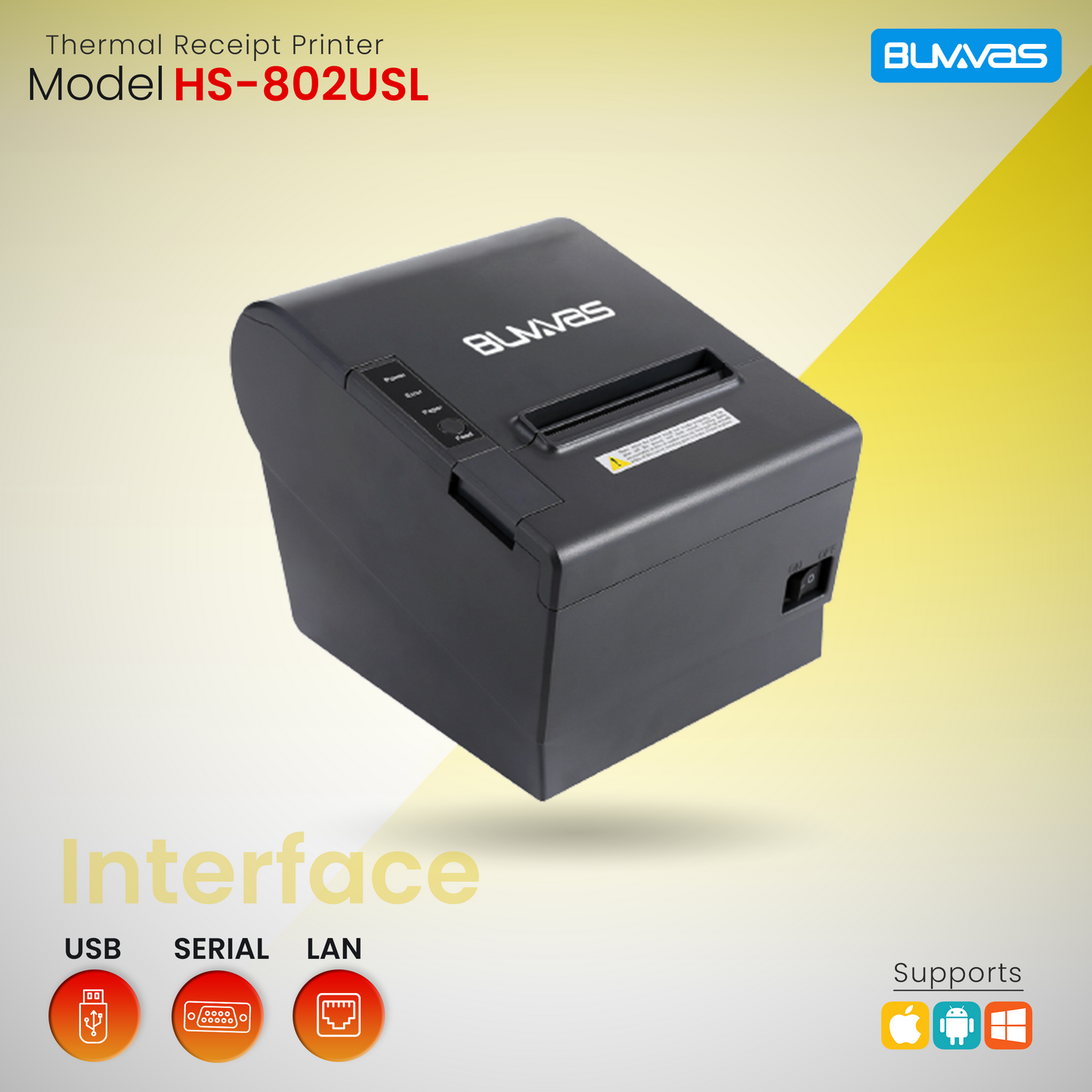 Buvvas HS-802USL Thermal Receipt Printer(USB,Serial,LAN)