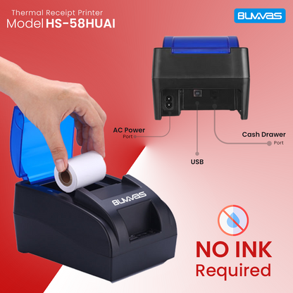 Buvvas HS-58HUAI Thermal Receipt Printer |USB+Bluetooth |2 inch