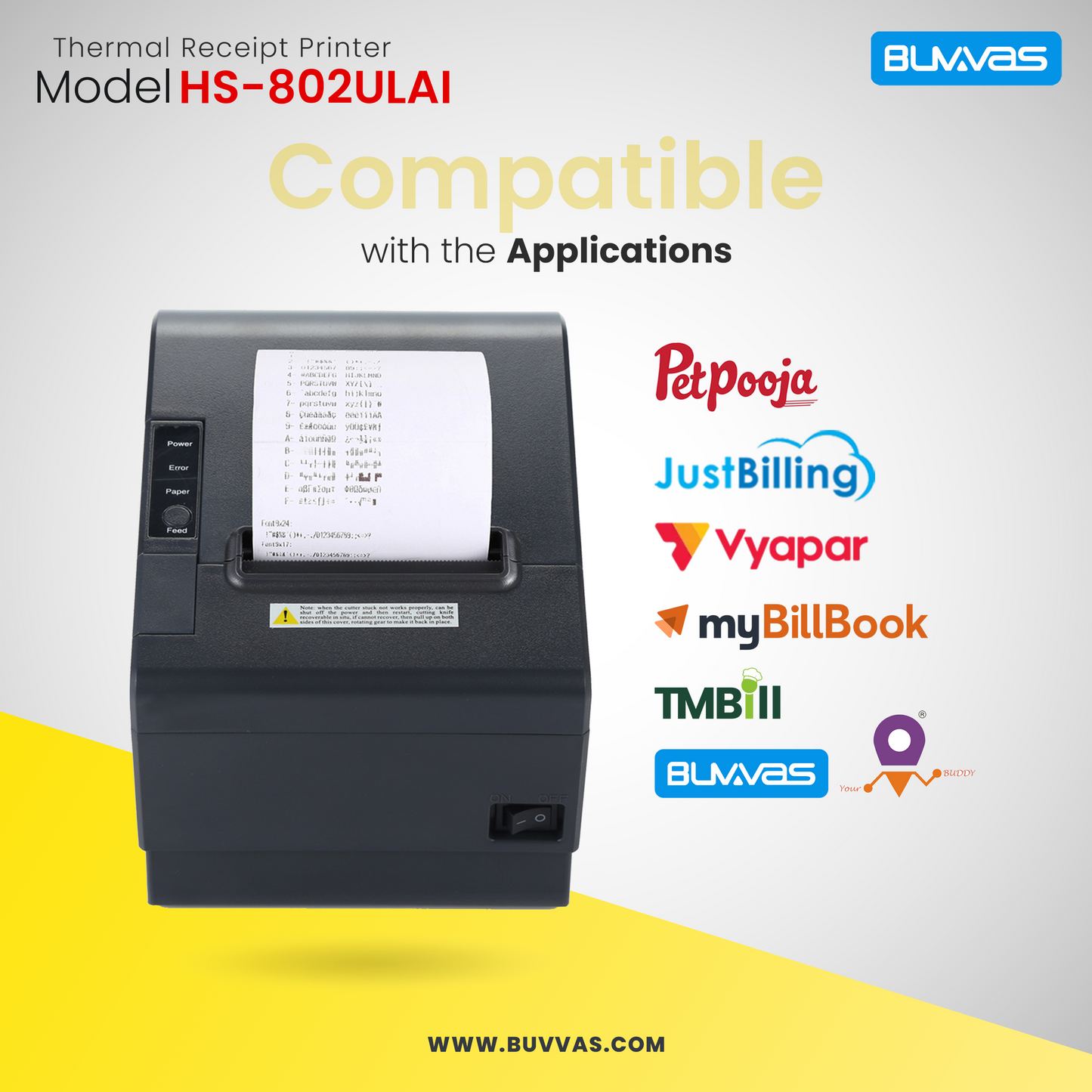 Buvvas HS-802ULAI வெப்ப ரசீது பிரிண்டர்(USB, LAN, Bluetooth)