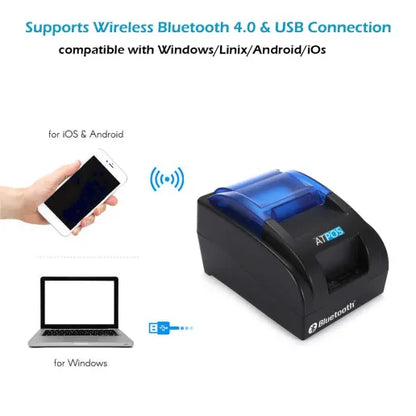 Atpos H58BT 58mm USB+Bluetooth தெர்மல் ரசீது பிரிண்டர் | 2 அங்குலம் 