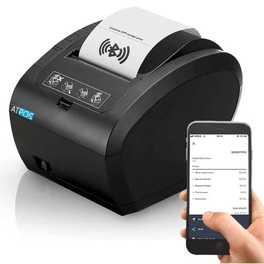 Atpos AT-406 80mm 3 Inch Bluetooth Thermal Receipt Printer (BT+USB+LAN+Serial) | Auto Cutter | Black