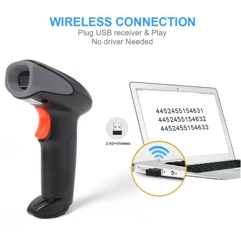 Atpos AT-1100LW 1D Wireless CCD Barcode Scanner | USB | 2.4Ghz Wireless