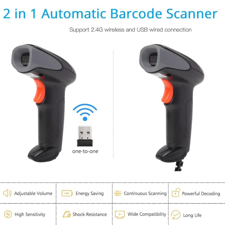 Atpos AT-1100LW 1D Wireless CCD Barcode Scanner | USB | 2.4Ghz Wireless