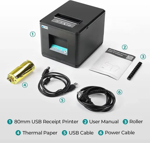 Atpos AT-301 80mm (3 Inch) Thermal Receipt Printer | USB+Bluetooth Interface