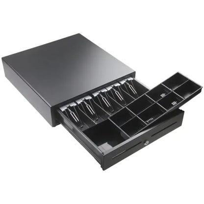 Atpos AT-405A Electronic Metal Cash Drawer for RJ11 POS Printer with Coin Tray, 5 Bill / 8 Coin (Black)