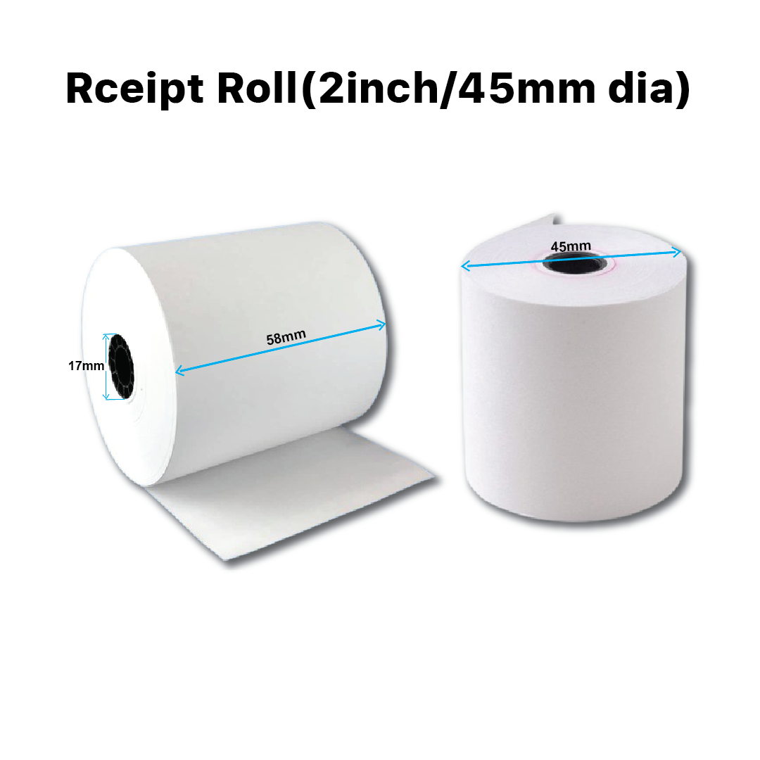 posclub Thermal Paper roll 2inch 58mm 25 meter length , best quality   Can be used in thermal printer machines in Restaurants, Retail Outlets, Shops. Wholesale price, straight from the factory