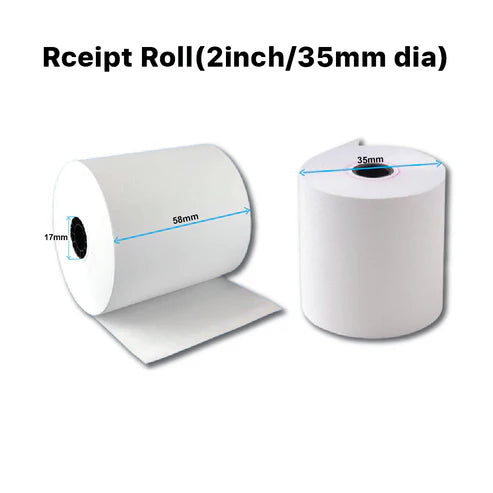 2 Inch (58 mm) Thermal Paper Rolls | 15meter (40 mm Dia) | For Swiping Machines and small pocket printers