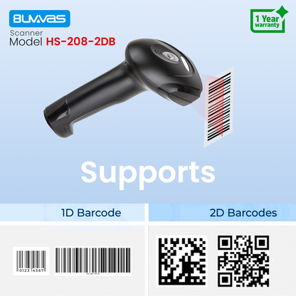 Buvvas HS-208-2DB 1D and 2D Barcode Scanner