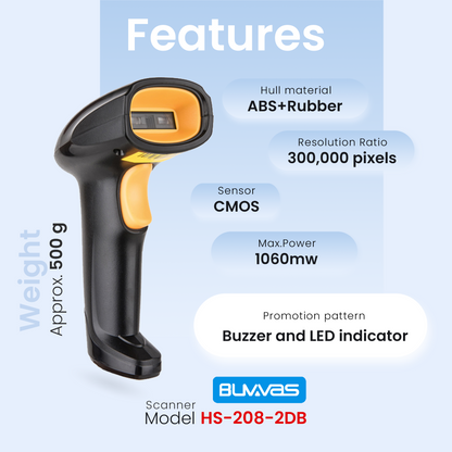 Buvvas HS-208-2DB 1D and 2D Barcode Scanner