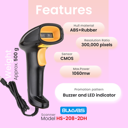 Buvvas HS-208-2DH  1D and 2D Barcode Scanner