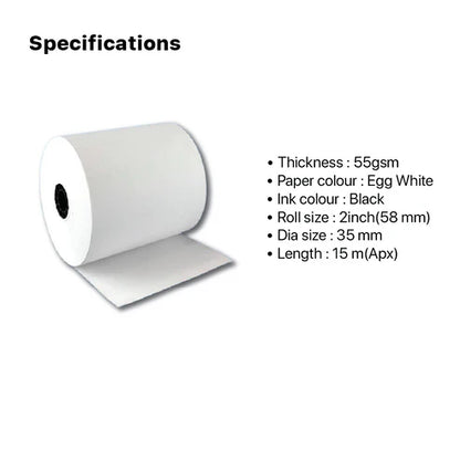 3 Inch (58 mm) Thermal Paper Rolls | 15meter (40 mm Dia) | For Swiping Machines and small pocket printers