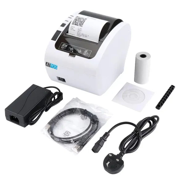 Atpos AT-406 80mm 3 Inch Bluetooth Thermal Receipt Printer (BT+USB+LAN+Serial) | Auto Cutter | White